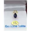 Image 2 : 10kt. Yellow Gold 7x5mm genuine Iolite (0.5cts) & Moonstone Pendant with Sterling chain, W/A $870.00