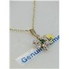 Image 1 : 10kt. Yellow Gold 2.75mm genuine Emerald (0.06cts) & CZ Pendant with Sterling chain, W/A $855.00, Em