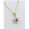 Image 2 : 10kt. Yellow Gold 2.75mm genuine Emerald (0.06cts) & CZ Pendant with Sterling chain, W/A $855.00, Em