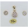 Image 1 : 10kt. Yellow Gold CZ Earrings & Pendant, 21 CZ stones (0.42cts), W/A $1270.00