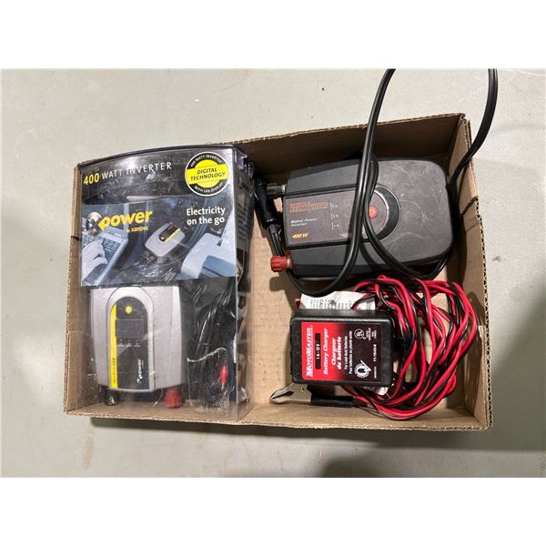 TWO 400W POWER INVERTERS, ONE BATTERY CHARGER