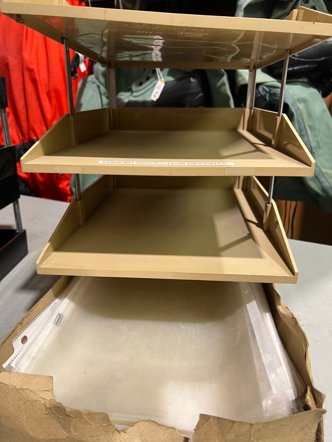 INCOMING/OUTGOING PAPERWORK TRAYS AND PAGE PROTECTORS