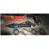 Image 2 : GRINDER, SAW BLADE, MEASURING TAPE, MAKITA DRILL AND VICE GRIPS