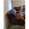 Image 2 : MATCHING LEATHER FURNITURE - BROWN, CURVED SEATS