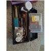 Image 1 : BLACK TOOL BOX (POLY) incl's: TOTE & ELECTRICAL & D/W PLUGS, SUPPLIES, ETC.