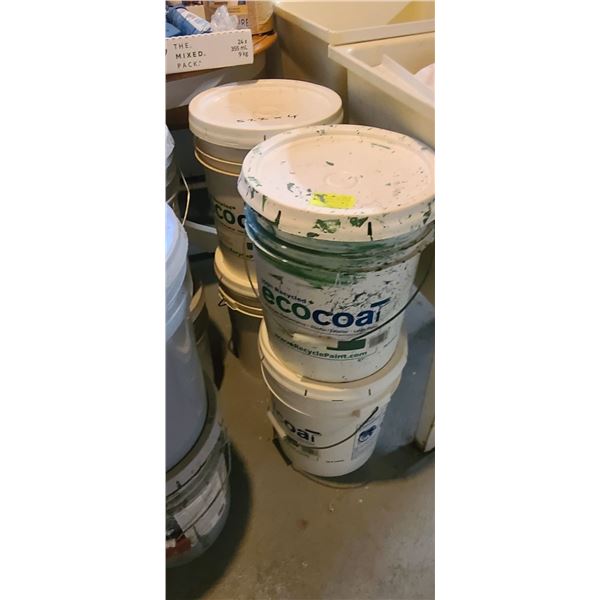 LATEX PAINT 5-GAL.(x4) MATCHING COLOUR:  GREEN  -ALL FULL*