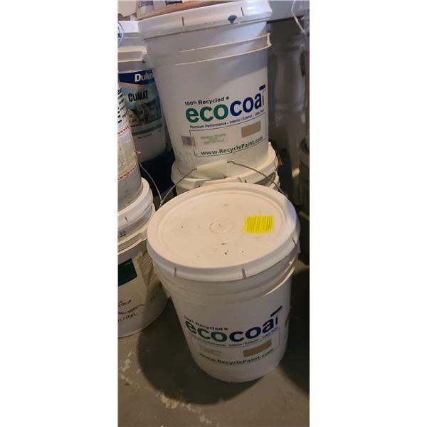 LATEX PAINT-5-GAL SIZE (X3): COLOUR MATCH: LIGHT BROWN/TAN PAINT. 5 GAL PAILS