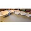 Image 2 : WHITE CERAMIC OVENWARE (2-CORNING WARE/3-ANCHOR FIRE KING)
