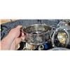 Image 17 : VARIOUS SILVER & SILVER PLATTED SILVERWARE: CANDLE HOLDERS, GRAVY BOAT, NAPKIN RINGS, GLASS INSERTS,