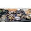 Image 1 : VARIOUS SILVER & SILVER PLATTED SILVERWARE: CANDLE HOLDERS, GRAVY BOAT, NAPKIN RINGS, GLASS INSERTS,