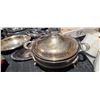 Image 2 : VARIOUS SILVER & SILVER PLATTED SILVERWARE: CANDLE HOLDERS, GRAVY BOAT, NAPKIN RINGS, GLASS INSERTS,