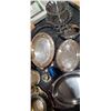 Image 8 : VARIOUS SILVER & SILVER PLATTED SILVERWARE: CANDLE HOLDERS, GRAVY BOAT, NAPKIN RINGS, GLASS INSERTS,