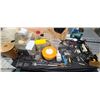 Image 1 : SILVERWARE, MIXER, NUT CRACKERS, CUTLERY, NAPKIN RINGS, KNIFES w/BLOCK, SLAP CHOPPER, ICE BUCKET,etc