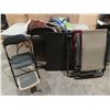 Image 1 : TWO BLACK FOLDING CHAIRS, CARD TABLE, TWO LAWN/CAMP CHAIRS, AND OTHER MISC. PSI