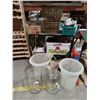 Image 1 : WINE SUPPLIES & ACCESSORIES incl: MEXICAN MADE GLASS 3@ 6-GAL(23L) + TUBING, CLEANING BRUSHES & CONT