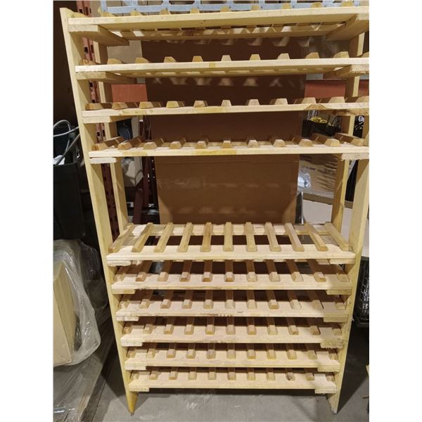 WINE RACK -10-SHELF (1FT.d X 37-1/4"W x 63-3/8" H - PINE CONSTRUCTION.