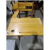 Image 1 : VINTAGE ANTIQUE SOLID WOOD SCHOOL DESK w/ INK WELL HOLE & DRAWERED SEAT.