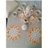 Image 1 : COMPLETE COFFEE SERVING SET ROMANIAN MADE - INCL: 3-PC MATCHING DOILIES + OIL & VINEGAR DECANTER  SE