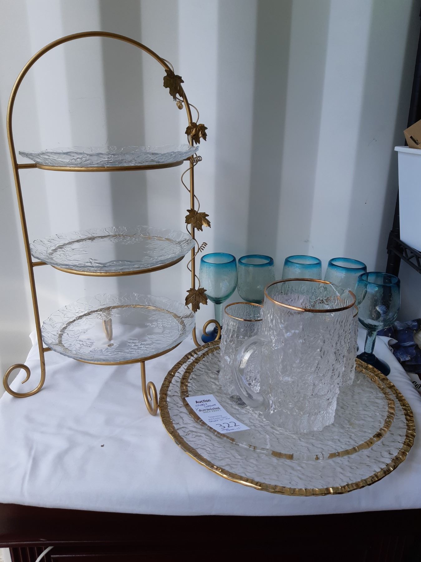 Gold Rimmed Glass Servers Cat A