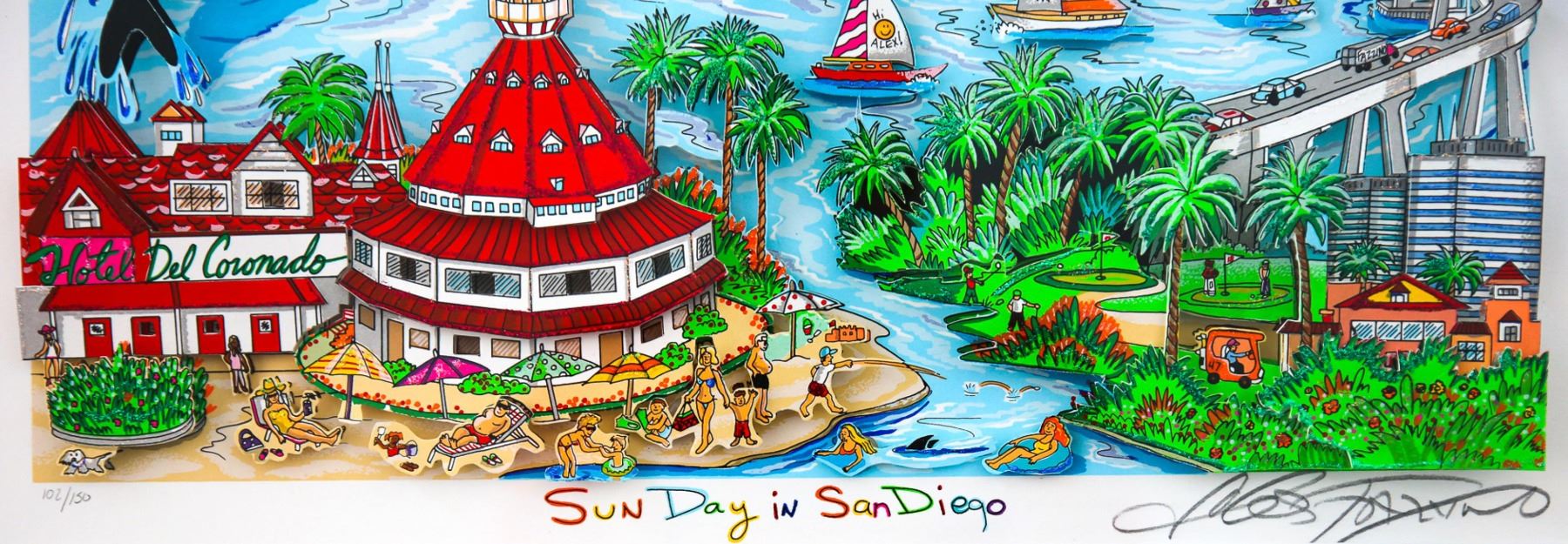 Charles Fazzino 3D Construction Silkscreen Serigraph "Sun Day in San