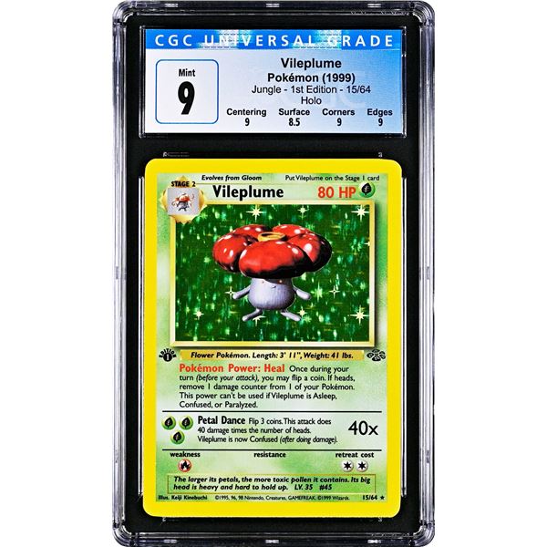 Pokemon: Vileplume 1st Edition Jungle Holo (CGC 9) Low Pop!