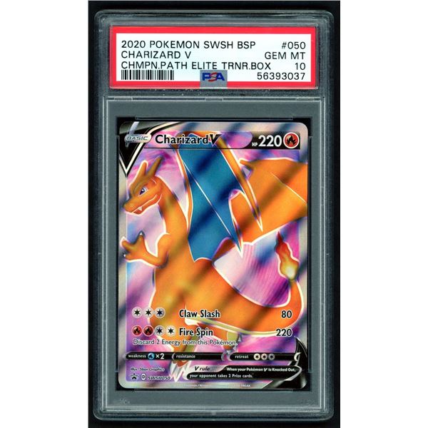 Pokemon: 2020 Champions Path ETB Full Art Charizard V (PSA 10!)