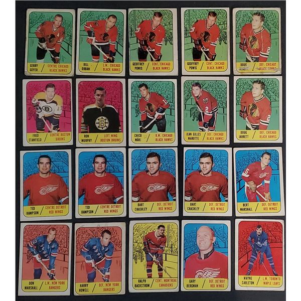 Lot of 20 x 1967-68 Topps Hockey Cards