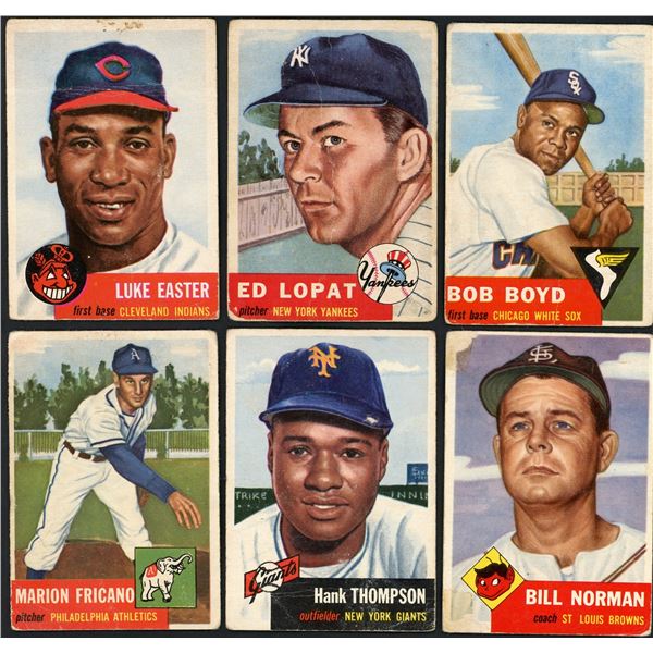 Lot of 6 x 1953 Topps Baseball Cards