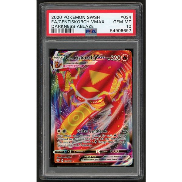 Pokemon: 2020 Centiskorch VMAX Full Art (PSA 10) GEM!