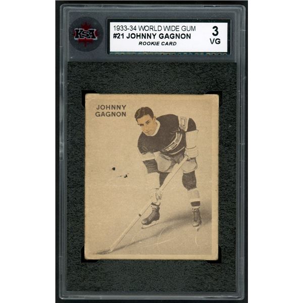 1933-34 Ice Kings #21 Johnny Gagnon RC (KSA 3)