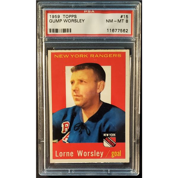 1959-60 Topps #15 Gump Worsley (PSA 8)