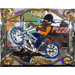 Loren Munk, Pizza, Mixed Media Painting