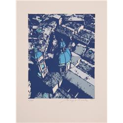 Biagio Civale, Roofs of Bologna, Lot of 2 Serigraphs