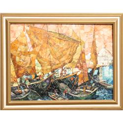 George Russin, Chioggia Boats, Italy, Painting