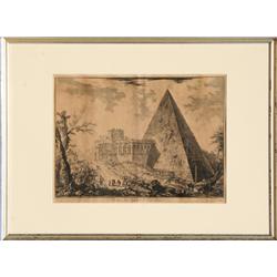 Giovanni B. Piranesi, Sepolero di Cajo Ceftio, Etching