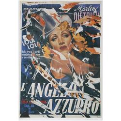 Mimmo Rotella, Marlene Dietrich, Serigraph with Collage
