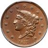 Image 2 : 1837 N-2 R2 Plain Hair Cord PCGS graded AU58, CAC Approved
