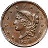 Image 2 : 1837 N-9 R1 Beaded Hair Cord PCGS graded MS64 Brown, CAC Approved