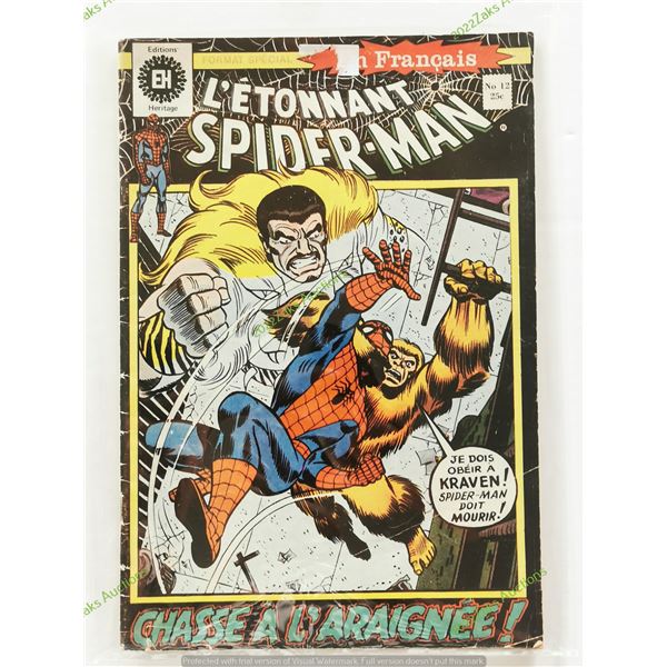 RARE L'ETONNANT SPIDERMAN NO 12 1972 FRENCH G+ EDITIONS HERITAGE