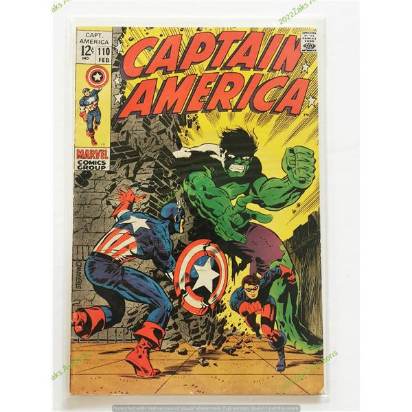 CAPTAIN AMERICA NO 110 1969 KEY ISSUE MARVEL COMICS F+