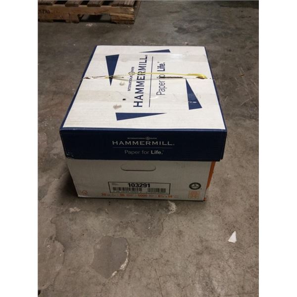 Box of  8 1/2“ x 14“  5000 sheets white copy paper