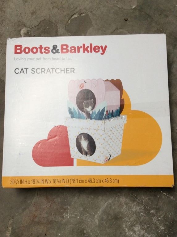 Boots and Barkley cat scratcher