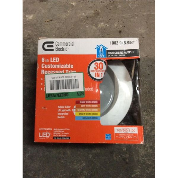 Commercial electric 6 inch LED customizable recessed trim