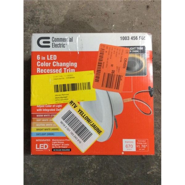 Commercial electric 6 inch LED color changing recessed trim
