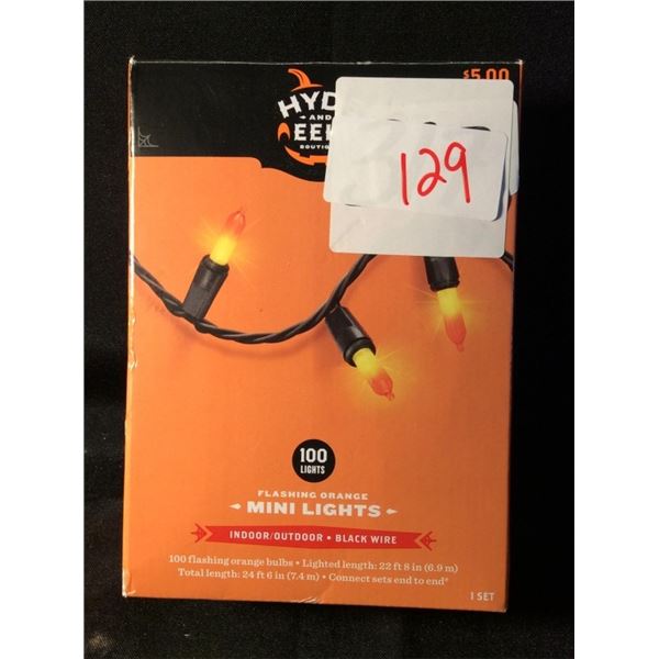 100 mini lights indoor outdoor black wire orange flashing