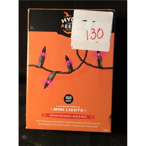 100 mini lights indoor outdoor black wire flashing purple