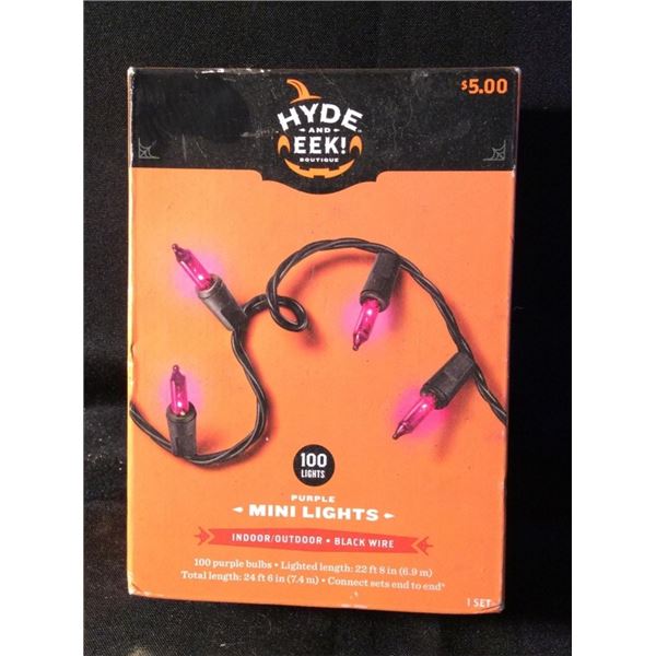 100 mini lights  purple  indoor outdoor black wire