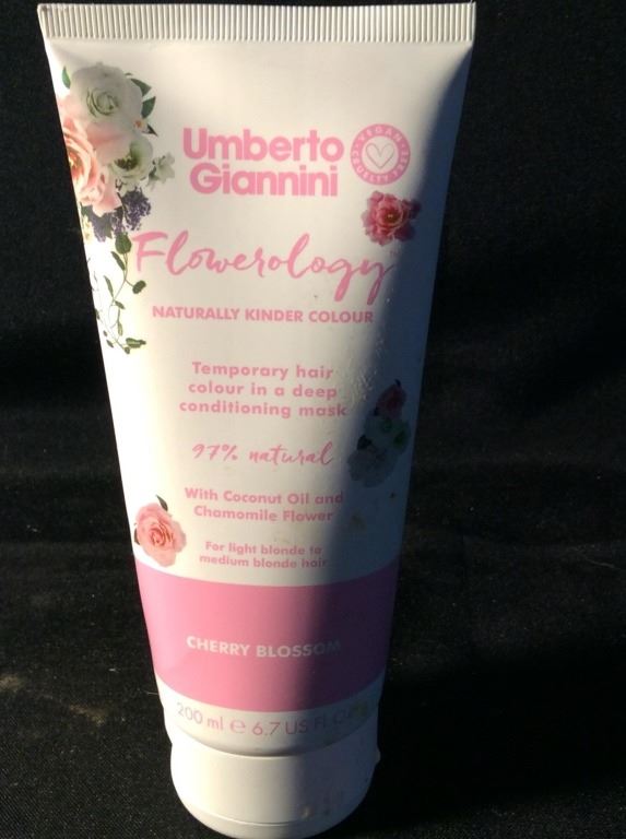 Cherry blossom temporary hair color in a deep conditioning mask