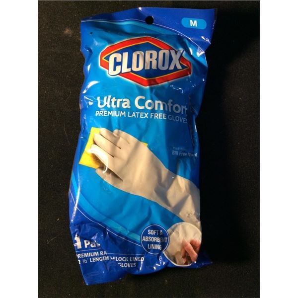 Clorox ultra comfort premium latex gloves size medium
