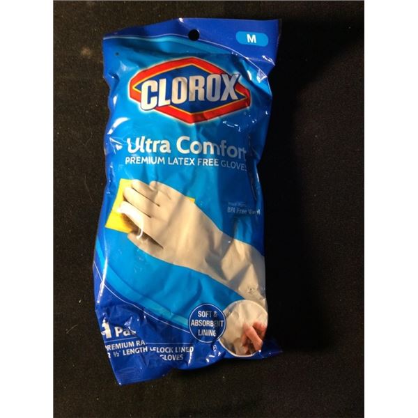 Clorox ultra comfort premium latex gloves size medium